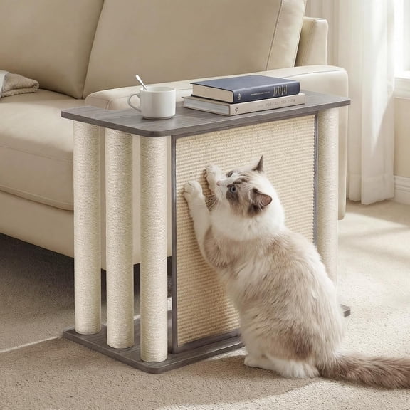 Couch Protector from Cat Claws, Couch End Table with Cat Scratch Panel and Scratching Posts, Pet Corner Sofa Side Table Scratcher,