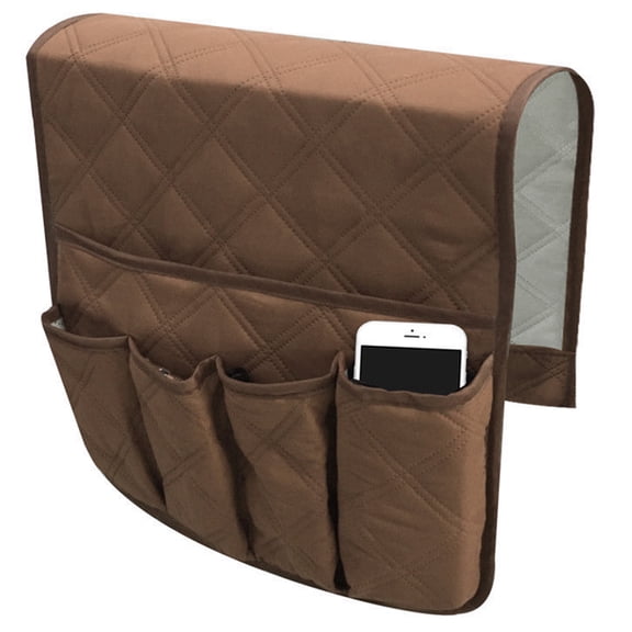 Couch Sofa Chair Armrest Remote Control Storage Organizer Holder, Non-Slip Armchair Caddy Pocket Holder Organizer with 5 Pockets for Phone
