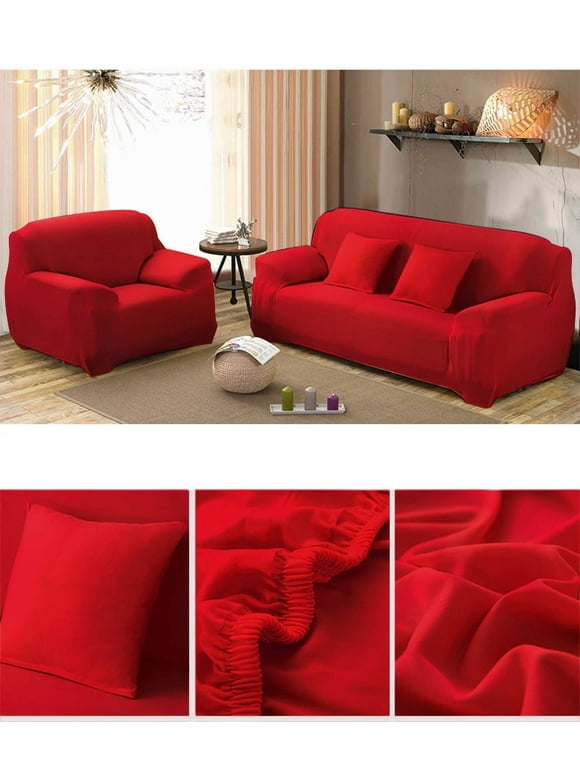 Couch Sofa Slipcovers,Home Full Stretch Lightweight Elastic Fabric Soft Couch Covers Sofa Protector,Fit Many 1-4 Sofas(Wine Red,3Seat)