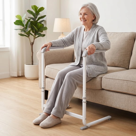 Couch Stand Assist Aid Frame, L-Type Base Standing Mobility Aid with 6-Level Height Adjustment, TPE Grip, Sofa and Chair Lift Assist Devices for Seniors, Disabled, Pregnancy and Patients