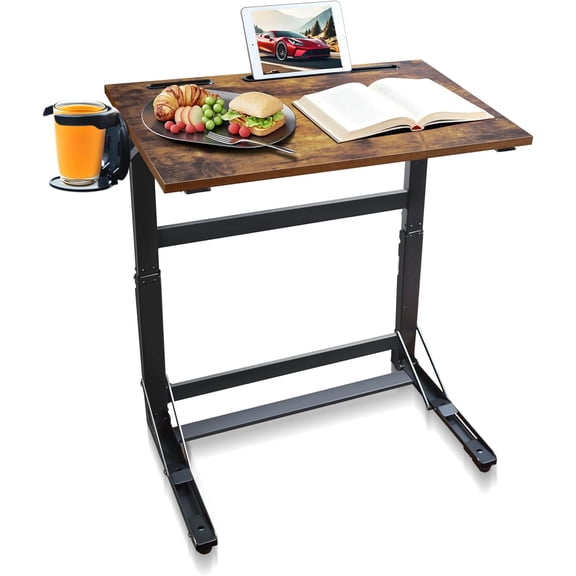 Couch Table Tray - Foldable TV Dinner Tray Table with No Assembly, Large Surface Laptop Stand for Couch, C-Shaped Bed Tray, Sturdy Slide-Under Sofa Table (16" Extra Wide)$$Furniture