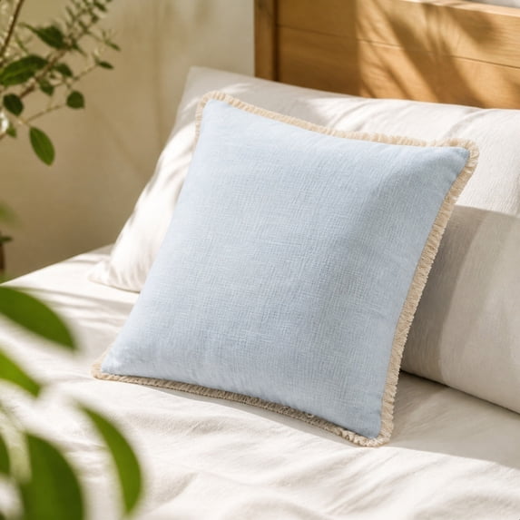 Couch Throw Pillow 18x18 Inch Solid Color Soft Decorative Chenille Pillow Farmhouse Accent Cushion Pillow for Boho Western Spring Fall Coastal Decor Sofa Bed Living Room