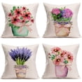 thumbnail image 1 of Couch Throw Pillow Cover Lavender Hyacinth&nbsp;Spring Flower Decorative Throw Pillow Covers Pillow Cases Cushion Case&nbsp;Burlap Toss Outdoor Throw Pillow Covers Set of 4 (Pretty Hua Set, 16"X16"), 1 of 6
