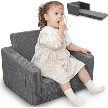 Couch,Toddler Chairs Comfy, Soft Grey Kids Chair Convertible Seeper with Toddlers for Boys and Girls 1-3 to Playroom or Bedroom