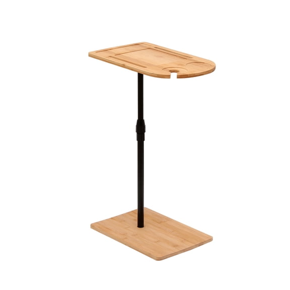 Couch Tray Table, Height Adjustable 16.73"-30.11", C-Shaped Side Table with Cup Holder, Wine Slot, End Table for Sofa, Bed & Chair