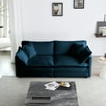 thumbnail image 1 of Couch - Upholstered In Blue Chenille Fabric Modern 2, Blue, Breathable, 1 of 5