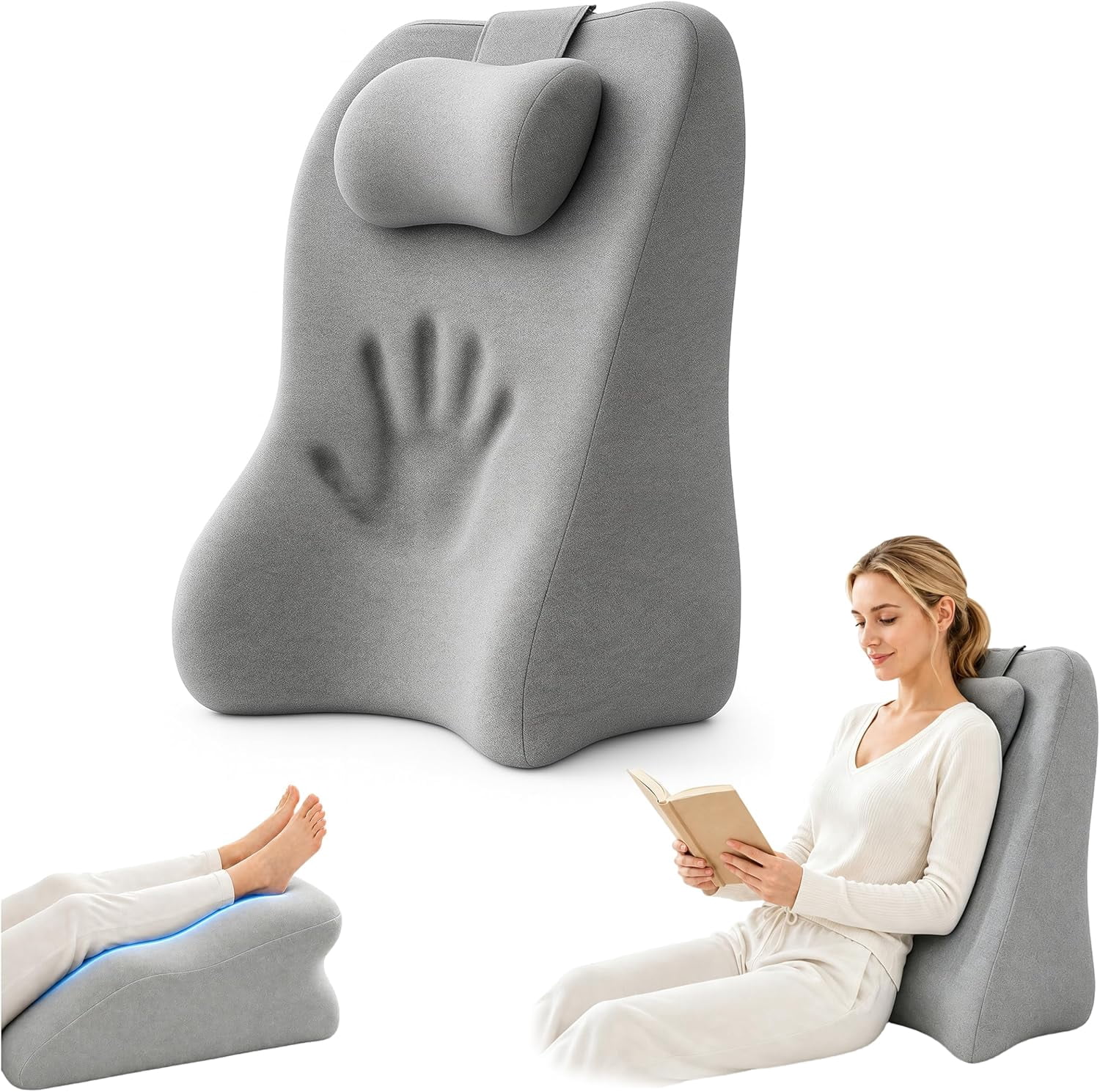 Couch Wedge Pillow for Sofa – Sloped Support Cushion for Yoga, Reading, Lounging & Evening Relaxation, Designed for Everyday Comfort and Easy Home Use(Light Gray)