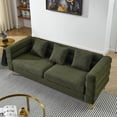 thumbnail image 1 of Couches for Living Room, Convertible Sectional Sofa Couch with Metal Legs & 3 Throw Pillows, Comfy Sofa Couch in Teddy Fabric, 3-seat Modular Sectional Couch for Small Space, Bedroom, Apartment, Green, 1 of 8