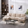 thumbnail image 1 of Couches for Living Room, Convertible Sectional Sofa Couch U Shaped Couch in Chenille with 2 Pillows and Metal Legs, 4-seat Modular Sofa for Apartment, Small Space, Lounge, Camel, 1 of 9