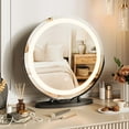 thumbnail image 1 of IDEALHOUSE 19" Round Vanity Mirror with Lights, Black Makeup Mirror, 3-Color Dimmable LED, Smart Touch, 360° Rotation, Tabletop Mirror for Bedroom and Dressing Room, Easy Install, 1 of 10