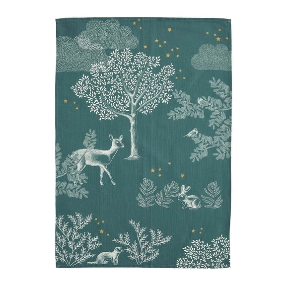 Coucke French 54% Cotton 46% Printed Linen Towel, Enchanted Forest,Green, 20-Inches by 30-Inches
