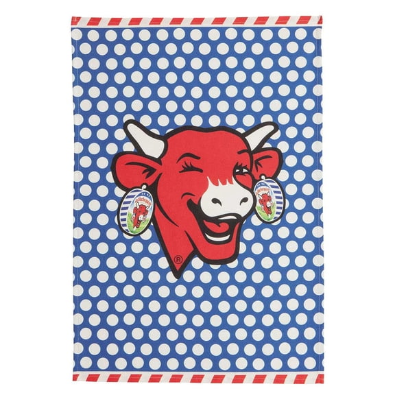 Coucke French Cotton Digitally Printed Towel, Vache Qui Rit Pop Bleu (Laughing Cow), 20-Inches by 30-Inches, Multi Colored
