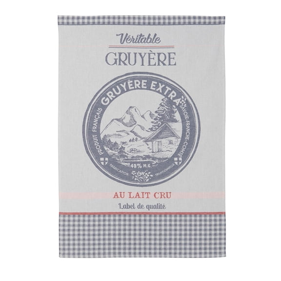Coucke French Cotton Jacquard Towel, Gruyere Cheese 20-Inches by 30-Inches, Blue, 100% Cotton