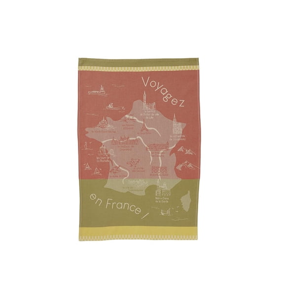 Coucke French Cotton Jacquard Towel, Monuments of France, 20 x 30 Inches, 100% Cotton