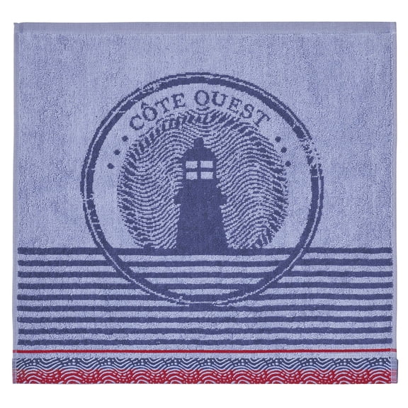 Coucke French Cotton Square Terry Towel, Lighthouse 20 by 20 Inches, Blue, 100% Cotton