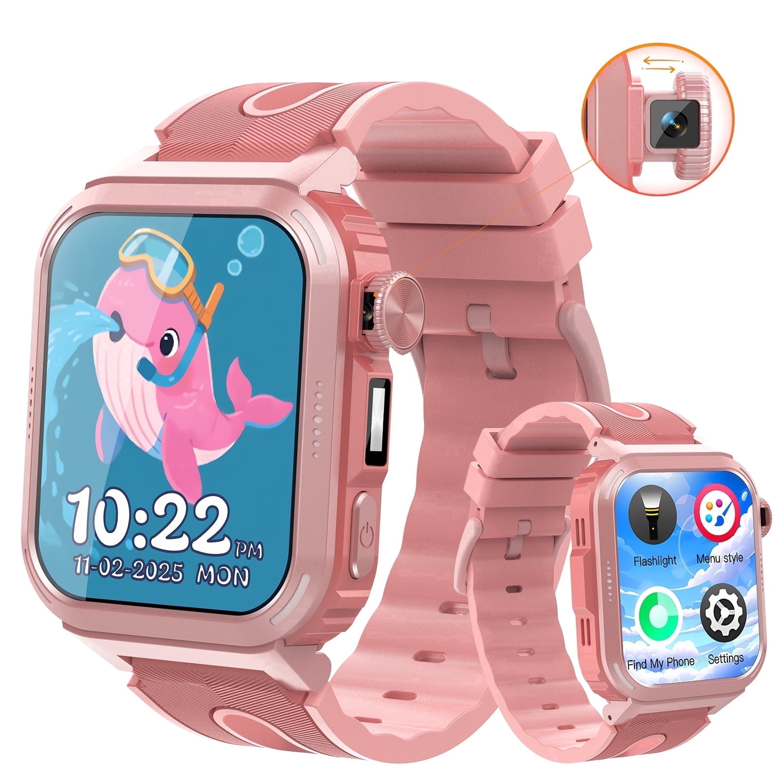 Coucur Kids Smart Watch with Classroom Mode, 1.83 HD Touch Screen Smartwatch for Kids, Learn Cards, Camera, Music Player, 14 Puzzle Games, 100 Sports Modes, IP68 Waterproof, Best Gift for Kid