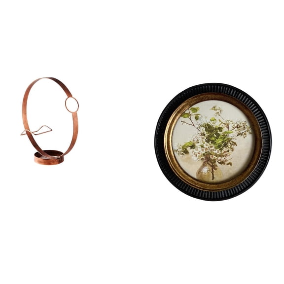 CoudarTitie 1 Piece Bottle Holder Iron Stand Resin Round Picture Frame Sphere Shaped Retro Art Decorative Suitable for Dining Room Cabinets Bar Kitchen Bedro