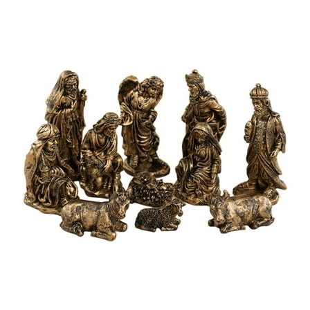 CoudarTitie 11 Pcs Christmas Nativity Figurines Set, Mini Nativity Scene, Home Decor, Statue Bronze