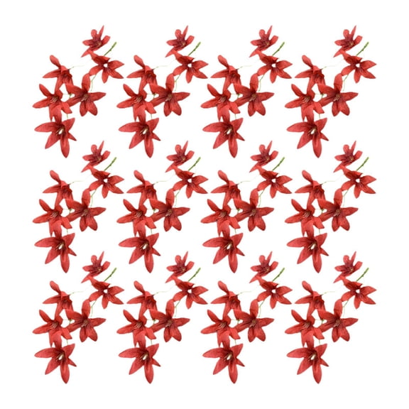 CoudarTitie 12 Pcs 18cm Artificial Orchids Floating Candle Holders Decoration Realistic Silk Red