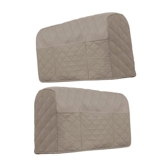 CoudarTitie 2 Pack Sofa Armrest Covers with Pocket Washable Non-Slip Removable Couch Armrest Khaki