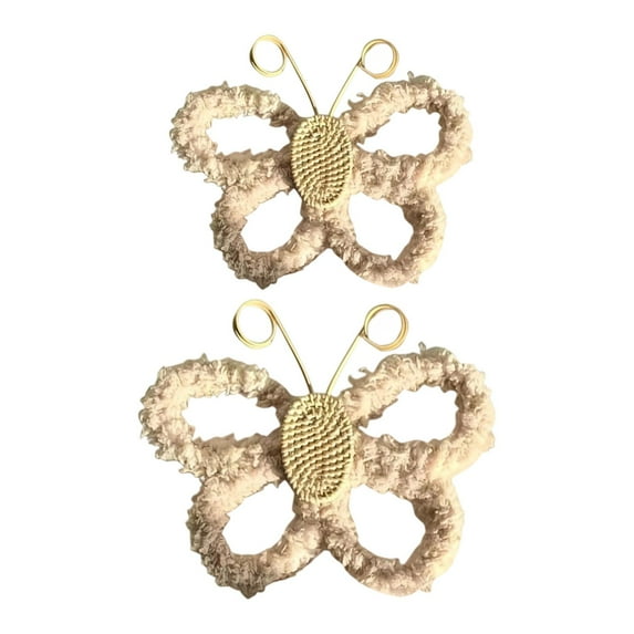 CoudarTitie 2 Pieces Butterfly Wall Art Decor Boho Decorative Modern Wall Hanging Decoration Khaki