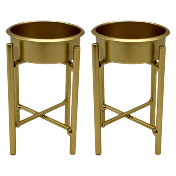 CoudarTitie 2 Pieces Metal Candle Holder Decorations 2.95" Tall Standing Mini Ornaments Gold