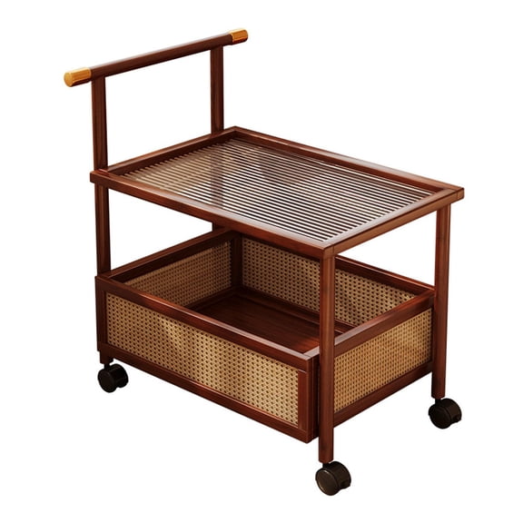 CoudarTitie 2 Tier Rolling Cart Small Side Table Multipurpose Sturdy Organizer End Table for 70x40x70cm