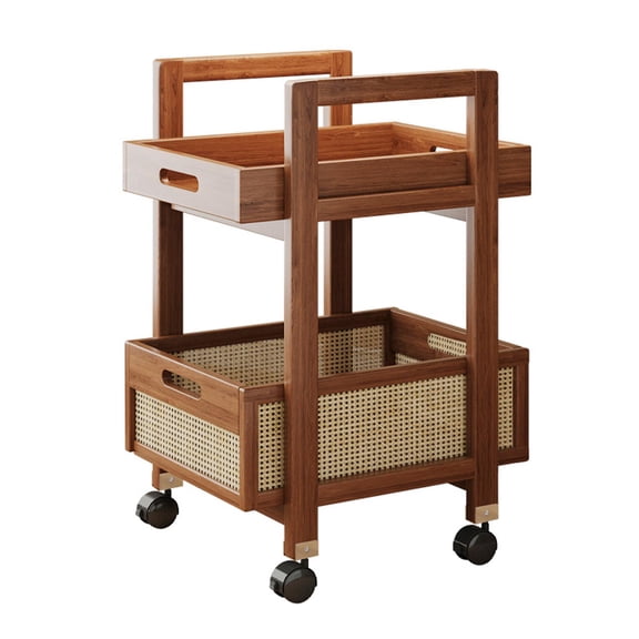 CoudarTitie 2 Tier Rolling Utility Cart Bedside Table Cart Multifunctional Organizer Storage 50cmx30cmx57.2cm