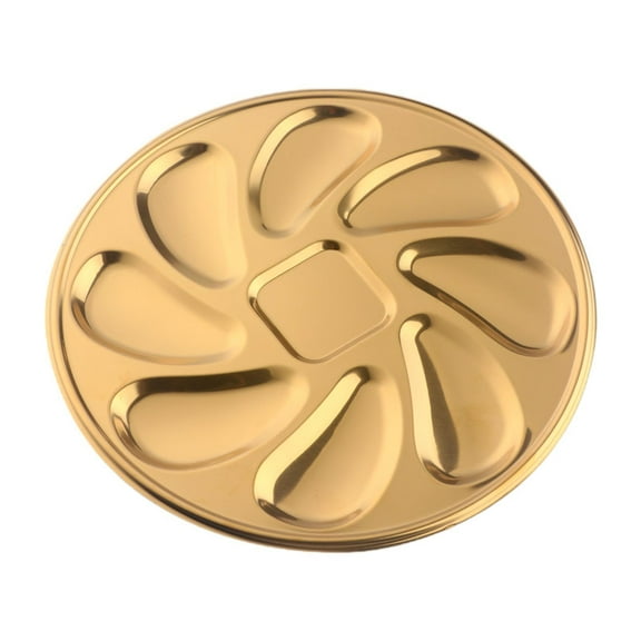 CoudarTitie 23cm Oyster Grill Pan Tray with 8 Shell Slots Accessory Heavy Duty Versatile Golden