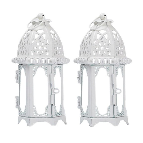 CoudarTitie 2x Glass Tealight Candle Holder Wrought Iron Lantern Home Wedding Decoration ,