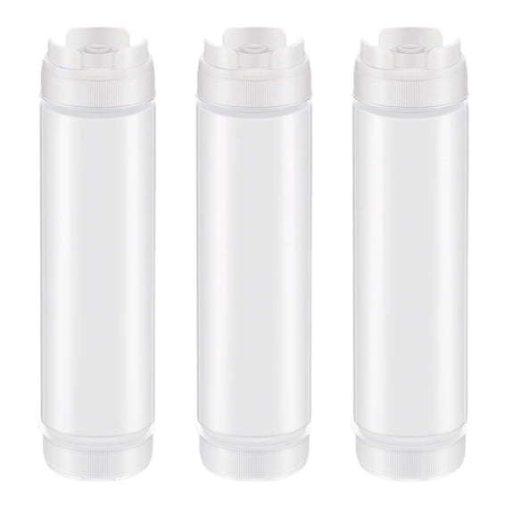 CoudarTitie 3 Squeeze Bottles for Condiments, Syrup, Picnic, BBQ, Restaurant, Refillable for White
