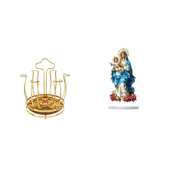 CoudarTitie 360 Degree Rotating Metal Cup Drying Rack Stand Organizer with 2D Acrylic Desktop Decor DIY Unique Tabletop Ornament for Cabinet Living Room Holiday Home Fireplace