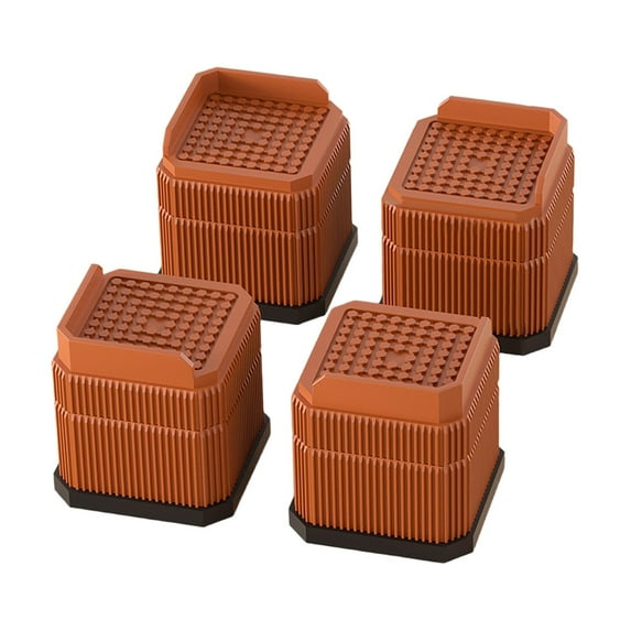 CoudarTitie 4 Pieces Bed Risers Chair Leg Lift Risers Multipurpose Shock Absorption Raisers Chair Leg Extenders for Washers Appliance Use Brown