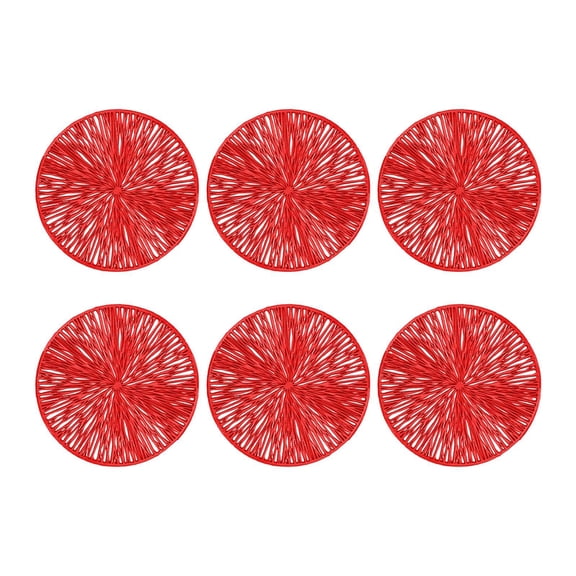 CoudarTitie 6 PVC Drink Coasters, Insulated Table Coasters for Restaurant, Home, Countertop, Red