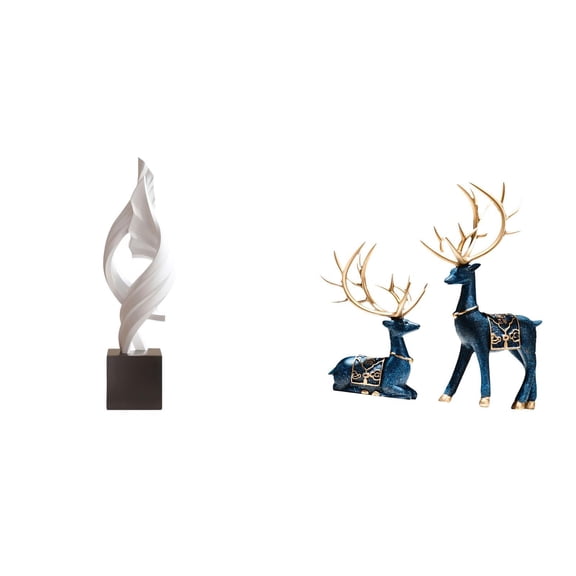 CoudarTitie Abstract Art Statue Modern Resin Sculpture Elk Deer Figurine Minimalist Reindeer Decor Realistic Details Smooth Lines Suitable for Living Room Bedroom