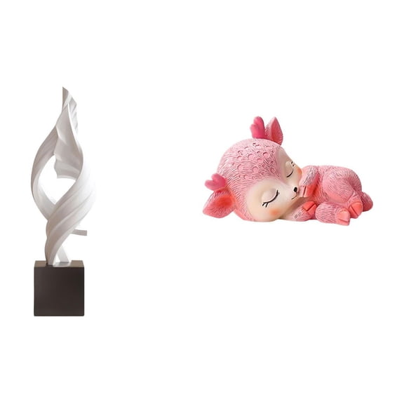 CoudarTitie Abstract Art Statue Resin Sculpture Deer Figurine Hand Painted Ornament Unique Craft Suitable for Living Room Bedroom Office Mantel Bookshelf 9.4cmx6.