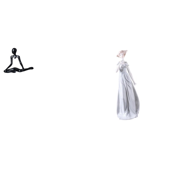 CoudarTitie Abstract Ceramic Thinker Girl Statue Unique Creative Porcelain Lady Figurine Modern Nordic Sculpture for Bedroom Shelf Desk Ornament Housewarming Gift