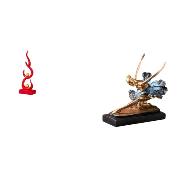 CoudarTitie Abstract Fire Ballet Dancer Statue Resin Flame Figurine Modern Sculpture Ornament Gift for Patio Office Bookshelf Fireplace Restaurant Decorating