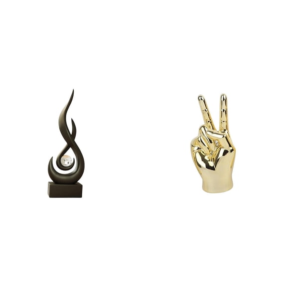 CoudarTitie Abstract Flame Gesture Statue Modern Art Resin Figurine Creative Hand Finger Sculpture Desktop Ornament for Living Room Cabinet Shelf Decoration