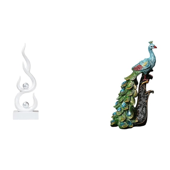 CoudarTitie Abstract Flame Resin Figurine Modern Fire Sculpture Ornament for Office Bookshelf Patio Gift Elegant Peacock Animal Statue Collection Tabletop Bedroom Living Room Home Decoration