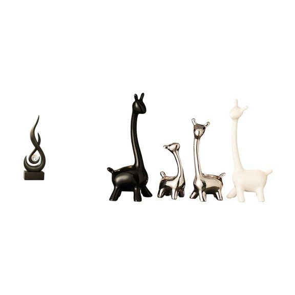 CoudarTitie Abstract Flame Resin Sculpture Modern Art Giraffe Ceramic Statue Creative Ornament for Living Room Desk Office Bookshelf Bedroom Decor Centerpiece