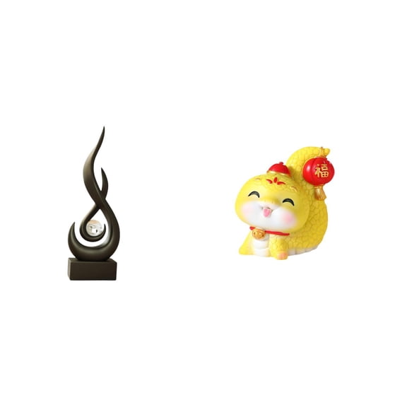 CoudarTitie Abstract Flame Snake Resin Sculpture Modern Art Figurine for Living Room Cabinet Tabletop Shelf Centerpiece Office Bedroom Keepsake Ornament