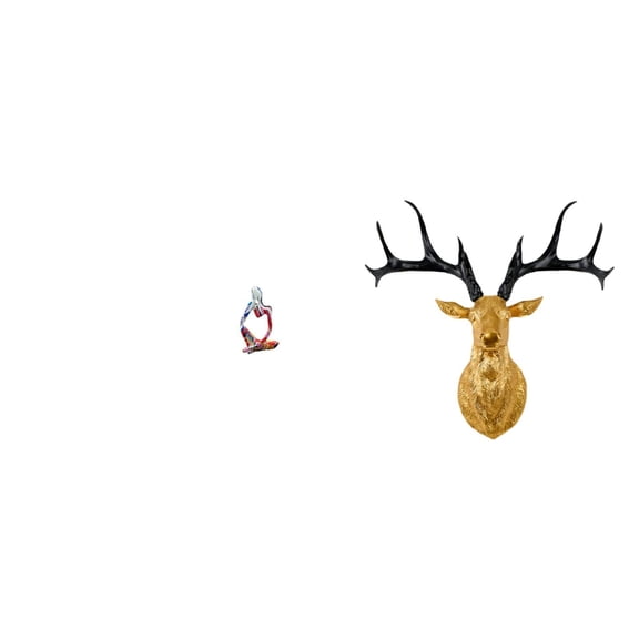 CoudarTitie Abstract Resin Deer Head Thinker Statue Figurine Ornament for Office Home Bedroom Drawer Shop Bookshelf Boho Artwork Wall Mount Decor