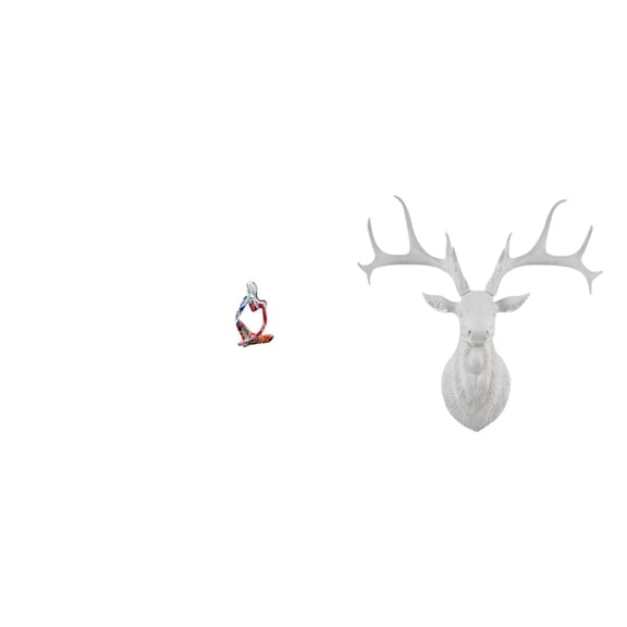 CoudarTitie Abstract Thinker Deer Head Resin Sculpture Figurine Ornament Collectible for Bedroom Office Shop Bookshelf Drawer Wall Mount Decor