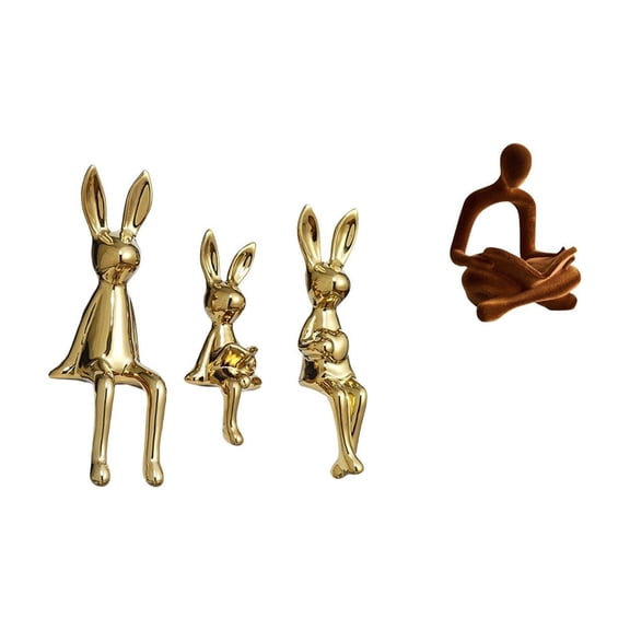 CoudarTitie Abstract Thinker Figurine Sculpture Ornament Sitting Statue Human Figurine Resin Ceramic Collectable Suitable for Office Shelf Home Decoration Gift Gi