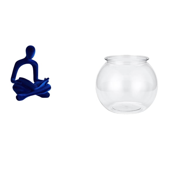 CoudarTitie Abstract Thinker Figurine Sculpture with Transparent Fish Tank Vase Creative Desktop Ornament for Office Bar Wedding Bedroom Living Room Home Decor