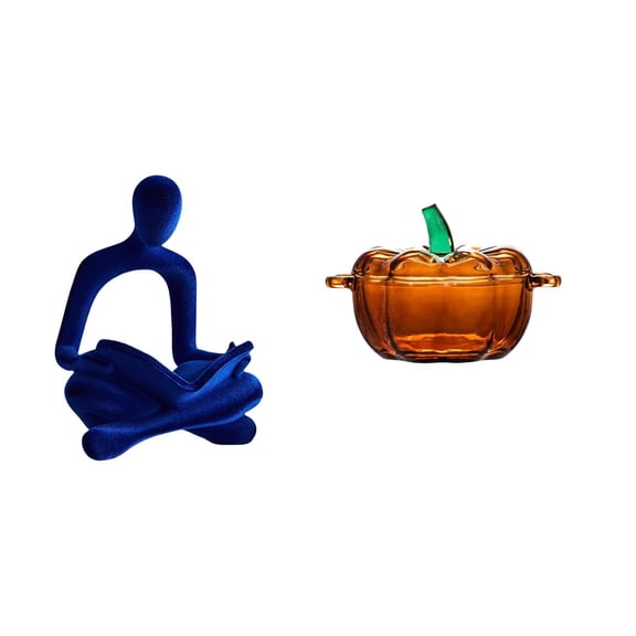 CoudarTitie Abstract Thinker Glass Figurine Pumpkin Shaped Sculpture Ornament for Office Bar Wedding Versatile Collection Candy Dish Cookie Jar