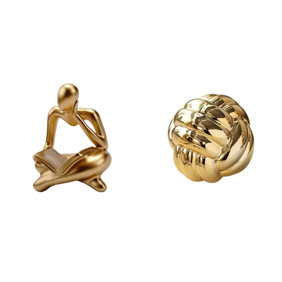 CoudarTitie Abstract Thinker Knot Statue Yarn Ball Ornament Aesthetic Sculpture Ceramic Figurine Decoration for Tabletop Living Room Shelf Office Bookshelf Friends Countertop Entrance Dresser