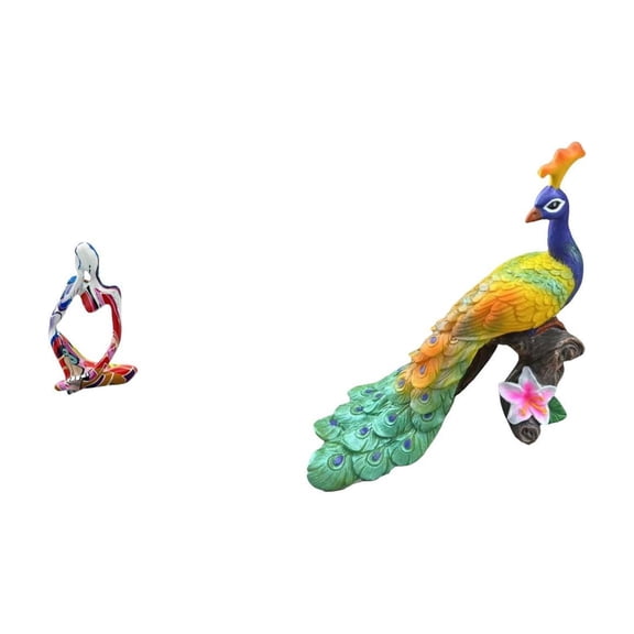 CoudarTitie Abstract Thinker Resin Statue Figurine Ornament and Decorative Peacock Sculpture Figurine for Bedroom Office Shop Bookshelf Garden Home Yard