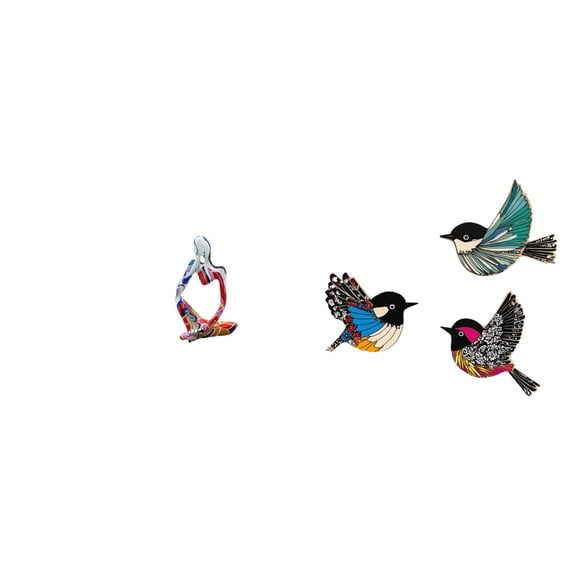 CoudarTitie Abstract Wooden Bird Thinker Resin Statue Figurine Ornament Sculpture Collectible Wall Art Hanging Decor for Bedroom Office Garden Study Room Bookshelf